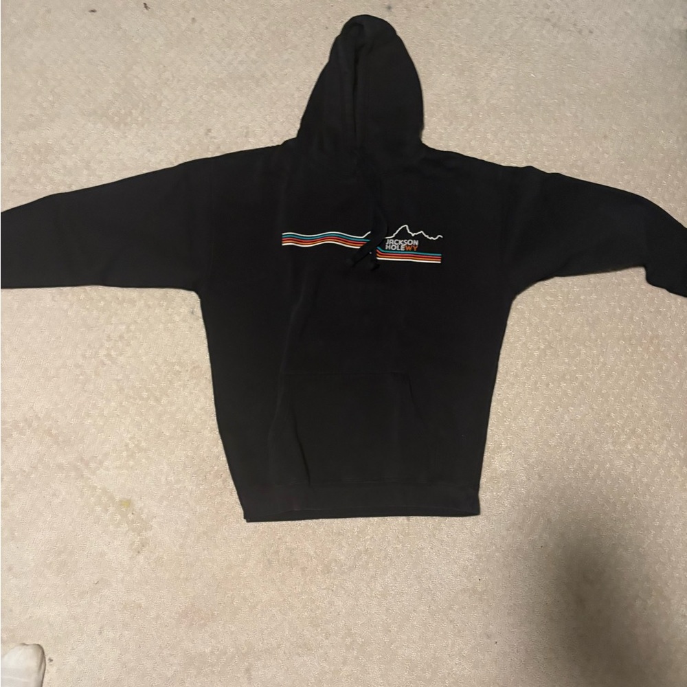 Jackson Hole, Wy Black Hoodie with Mountain Graphic